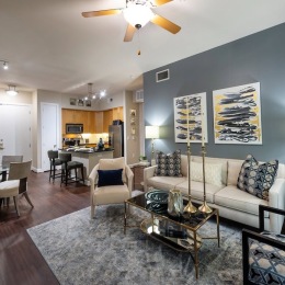 a living room with a couch and a coffee table